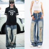 Chiquita Blue Drawstring Distressed Jeans