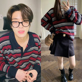 Jake Noir Crimson Striped Sweater