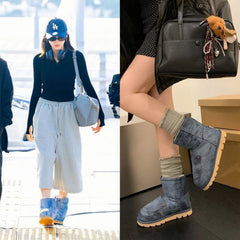 Giselle Denim Fleece Boots