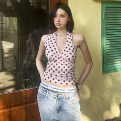 Asa Pink Polka Dot Halter Top