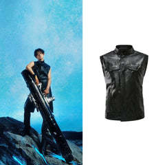 Yeonjun Faux Leather Biker Vest