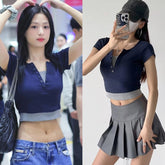 Ahyeon Blue Crop T-Shirt