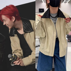 Heeseung Sand Weave-Collar Jacket