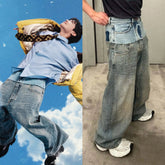 Blue Double Waist Spliced Jeans | J-Hope – BTS
