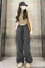 Ruka Grey Drawstring Cargo Pants
