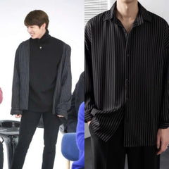 Jungkook Noir Striped Button-Down Shirt