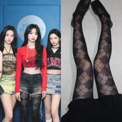 Ahyeon Black Argyle Pattern Stockings