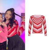 Yuna Pink Heart Wave Sweater