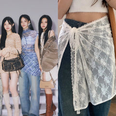 Iroha White Floral Lace Skirt