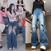 Blue Structured Cut-Out Denim Jeans | Asa – BabyMonster