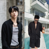 Black Textured Long Sleeves Shirt | Jin – BTS