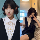 Haerin Black White Shirt Dress Set