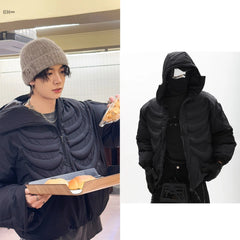 Black Bone Quilted Winter Jacket | Heeseung – Enhypen