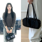 Minji Noir Faux Leather Shoulder Bag