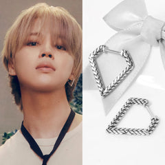 Jimin Silver Triangle Hoop Earrings