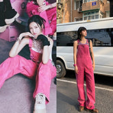 Chiquita Pink Denim Overalls