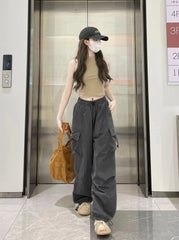 Ruka Grey Drawstring Cargo Pants