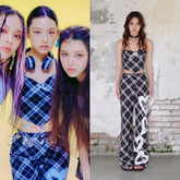 Black Heart Plaid Pants | Haerin – NewJeans