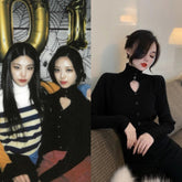 Yuna Black Cut-Out Puff Sleeve Top