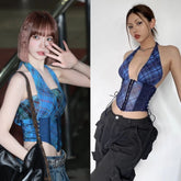 Chaewon Plaid Corset Top