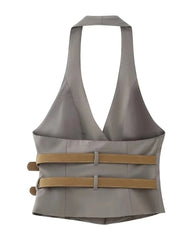 Chiquita Brown Halter Vest Top