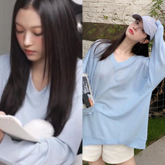 Haerin Baby Blue V-Neck Tee