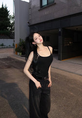 Ahyeon Black Vest Top