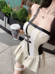 Beige Balloon Hem Buckle Strap Dress | Jisoo – BlackPink