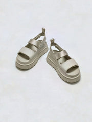 Beige Platform Double Strap Sandals | Hanni – NewJeans