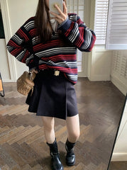 Jake Noir Crimson Striped Sweater