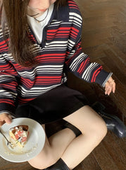 Jake Noir Crimson Striped Sweater