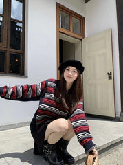 Jake Noir Crimson Striped Sweater