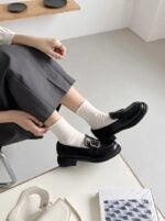 Liz Buckle Faux Leather Loafers