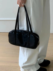 Minji Noir Faux Leather Shoulder Bag