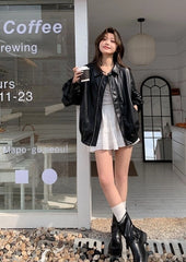 Asa Black Oversized Faux Leather Jacket