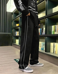 Jay Noir White-Trimmed Pants