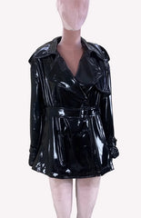 J-Hope Patent Faux Leather Trench Coat