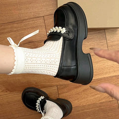 Minju Pearl Chain Platform Loafers