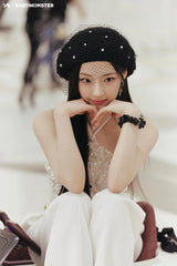 Ruka Rhinestone Net Beret Hat