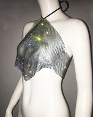 Chiquita Rhinestones Halter Crop Top