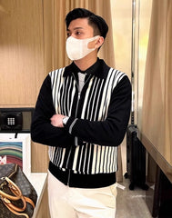 Haewon Striped Zipper Cardigan