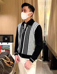 Haewon Striped Zipper Cardigan