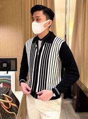 Haewon Striped Zipper Cardigan