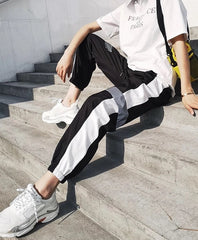 Suga Black Reflective Stripe Track Pants