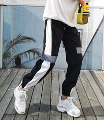 Suga Black Reflective Stripe Track Pants