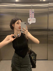 Chiquita Triangle Tassel Edged Ribbed Top