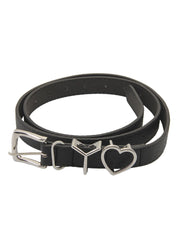 Haerin Noir Y-Heart Faux Leather Belt