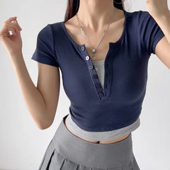 Ahyeon Blue Crop T-Shirt