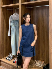 Blue Denim Double Pocket Dress | Danielle – NewJeans