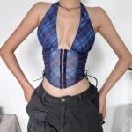 Chaewon Plaid Corset Top